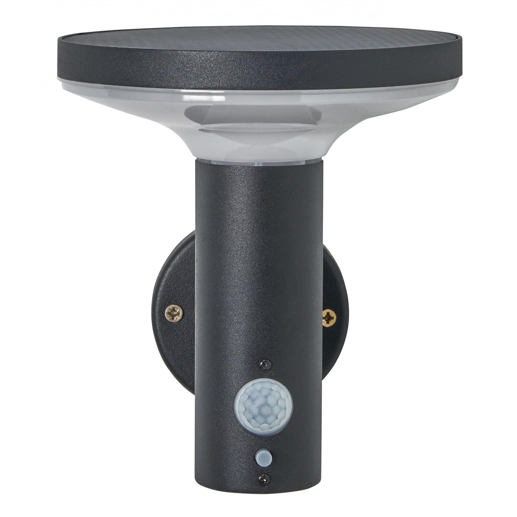 Forum ZN-42049 Clara Outdoor Solar LED Wall Light with PIR Sensor - Black