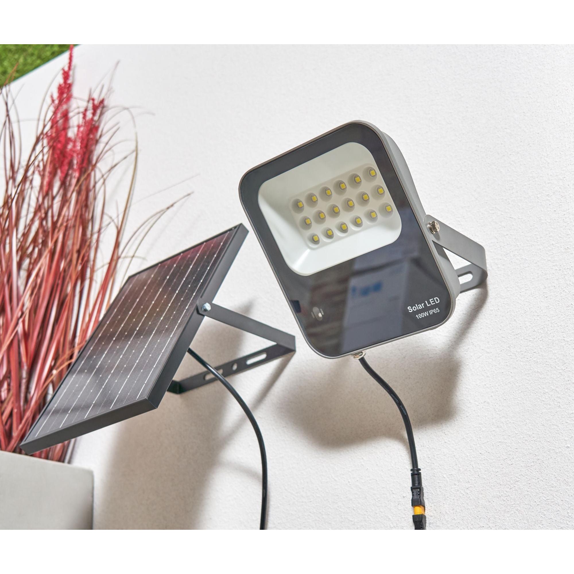 Forum ZN-42053 Denby Outdoor Solar 100 Watt LED Flood Light - Grey