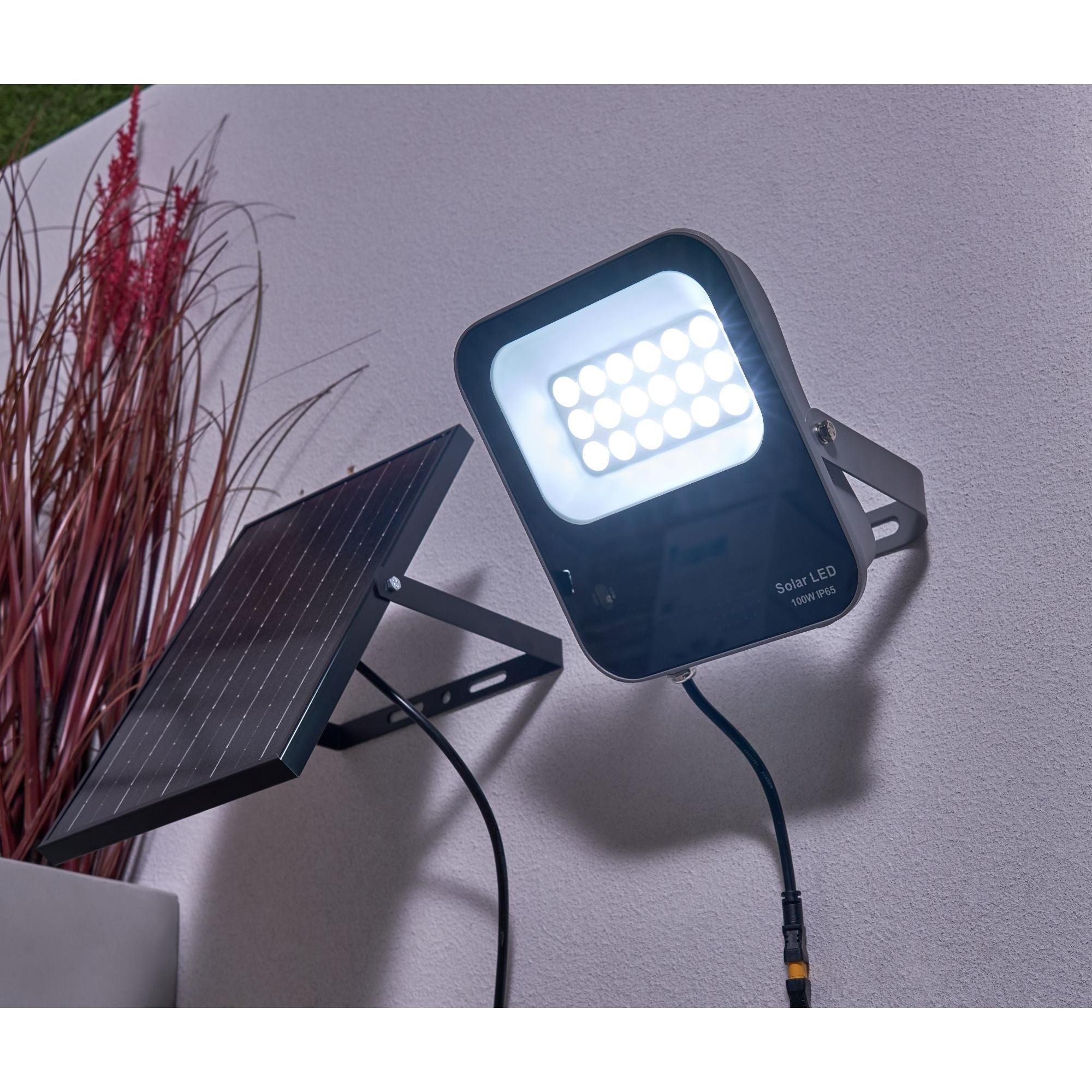 Forum ZN-42053 Denby Outdoor Solar 100 Watt LED Flood Light - Grey