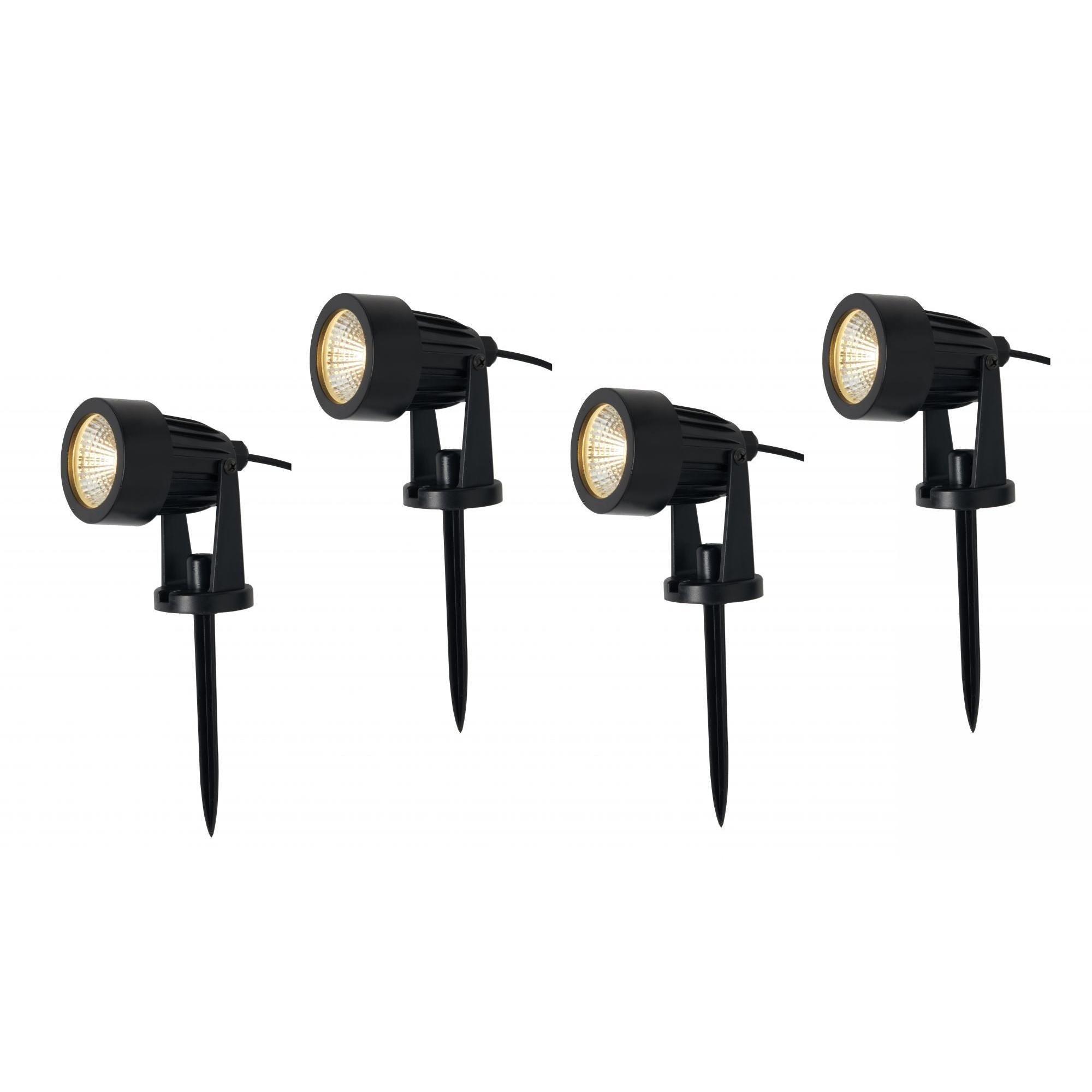 Forum ZN-42058 Maltby Outdoor Solar RGB LED Spike Lights Kit IP65 - Black Pack of 4