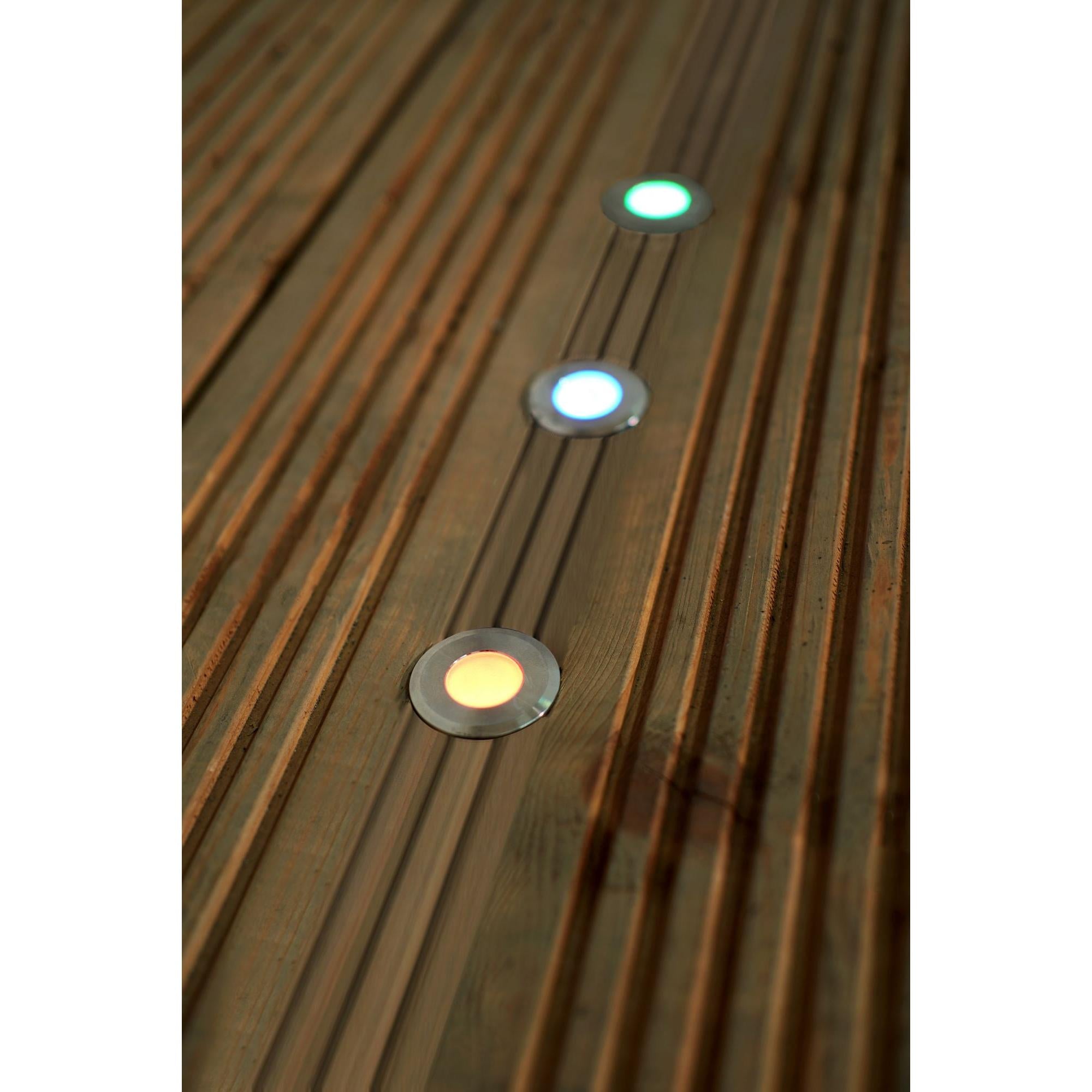 Forum ZN-42060 Ayle Outdoor Solar RGB LED Recessed Deck Light Kit IP65 - Black Pack of 4
