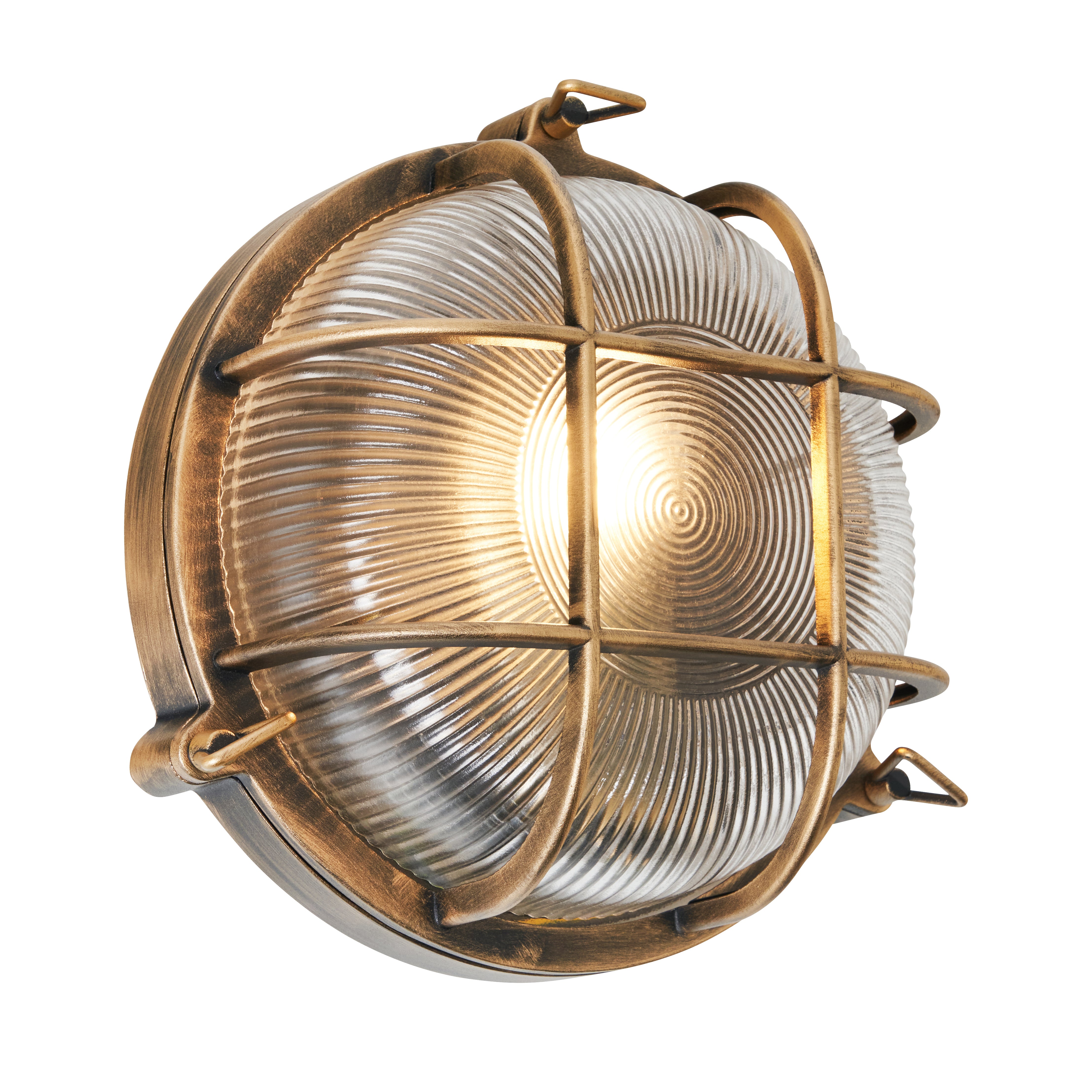 Forum ZN-44231-GLD Gali Outdoor Caged Round Bulkhead Wall Light, Gold