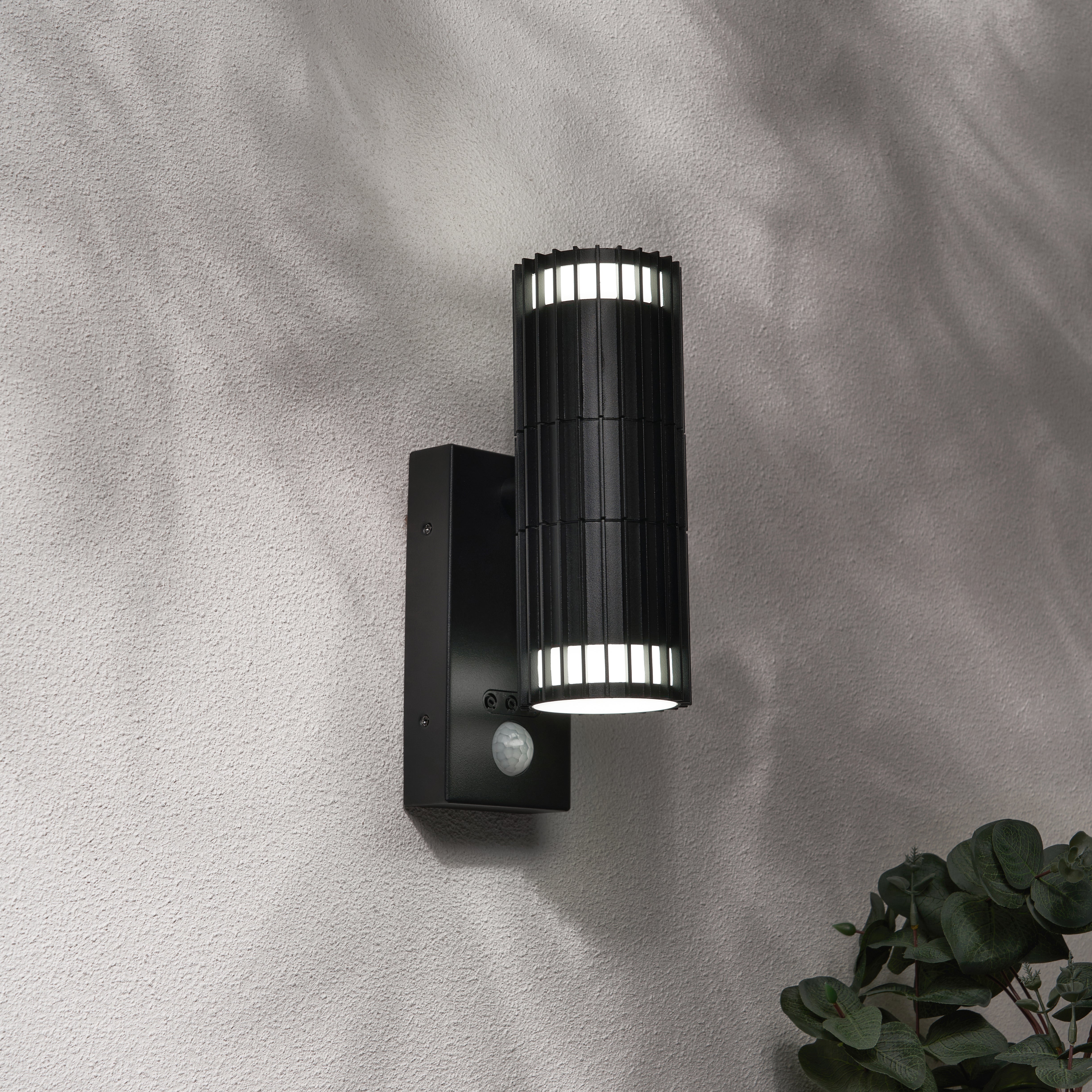 Forum ZN-44263-BLK Muto Outdoor Up and Down Wall Light with PIR Sensor, Black