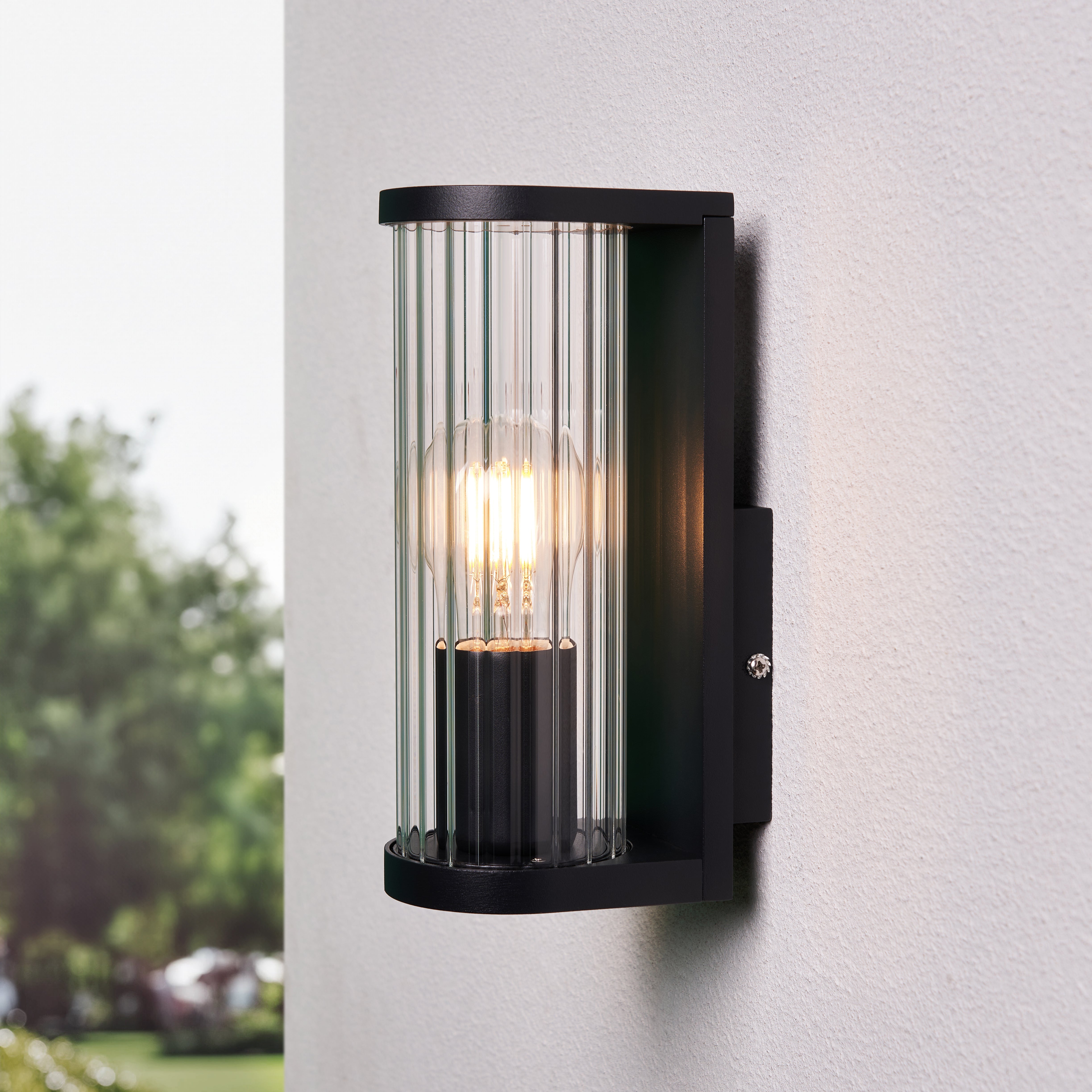 Forum ZN-44411-BLK Akuma Ribbed Outdoor Wall Light, Black