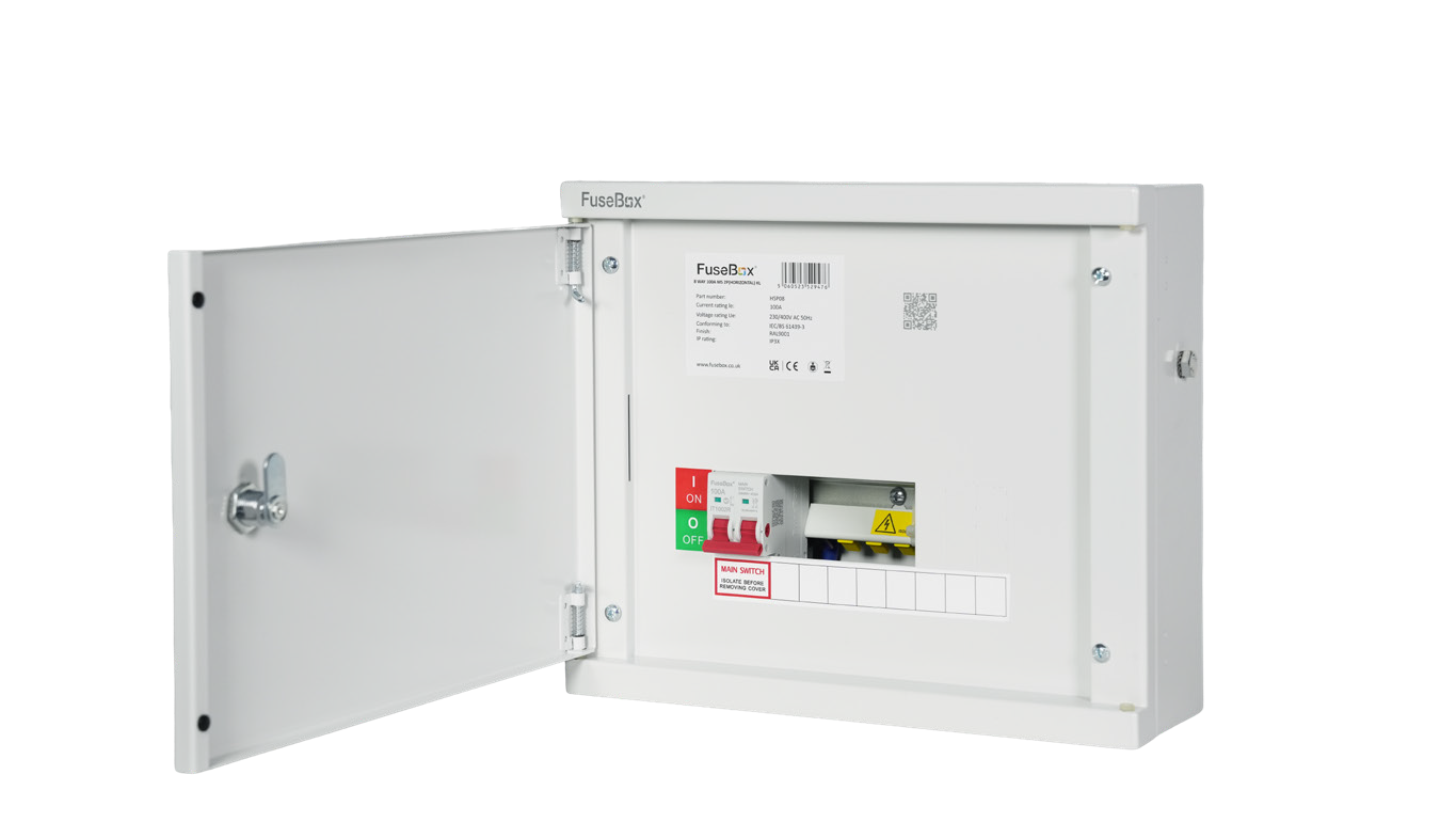 FuseBox HSP08 8 Way SP&N Horizontal Distribution Board c/w Main Switch