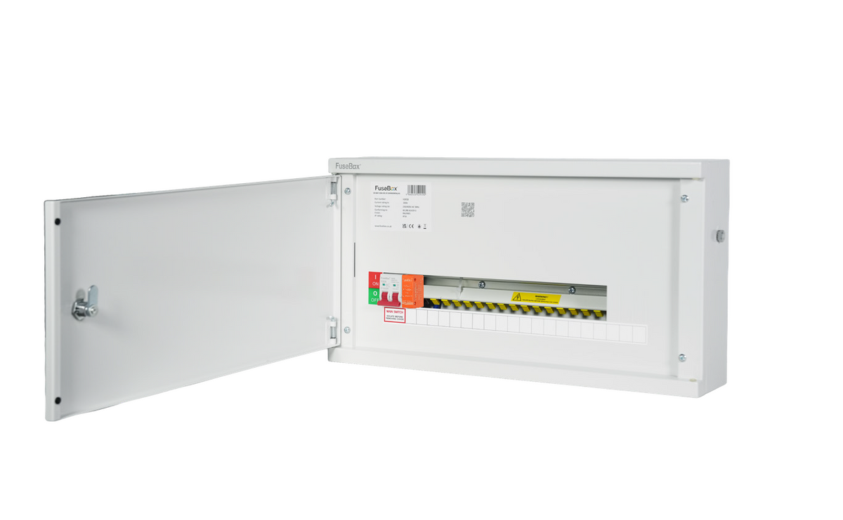 FuseBox HSP25Z 25 Way SP&N Horizontal Distribution Board c/w Main Switch & SPD
