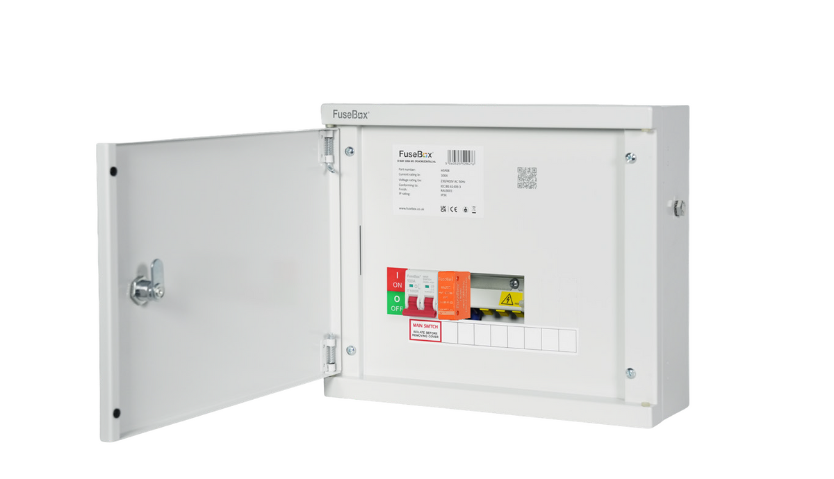 FuseBox HSP07Z 7 Way SP&N Horizontal Distribution Board c/w Main Switch & SPD