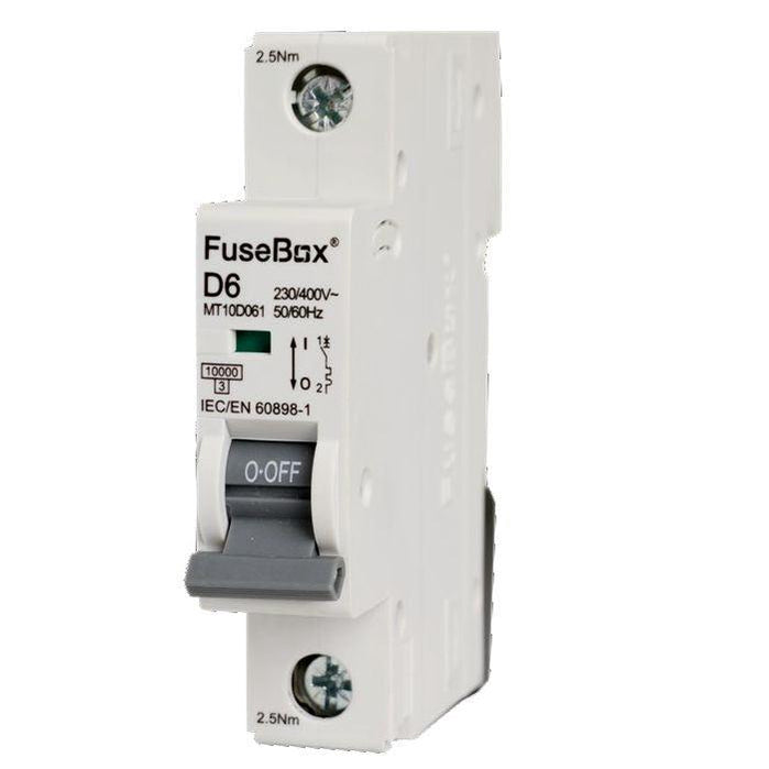 FuseBox 6A to 63A Single Pole 10kA D Curve MCB
