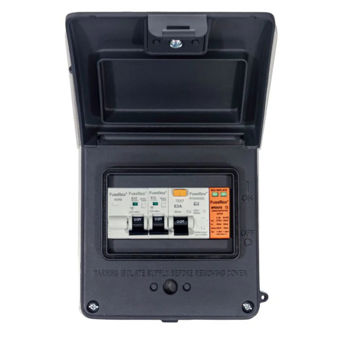 FuseBox A65GRAGYZ IP65 Garage Consumer Unit with SPD Grey