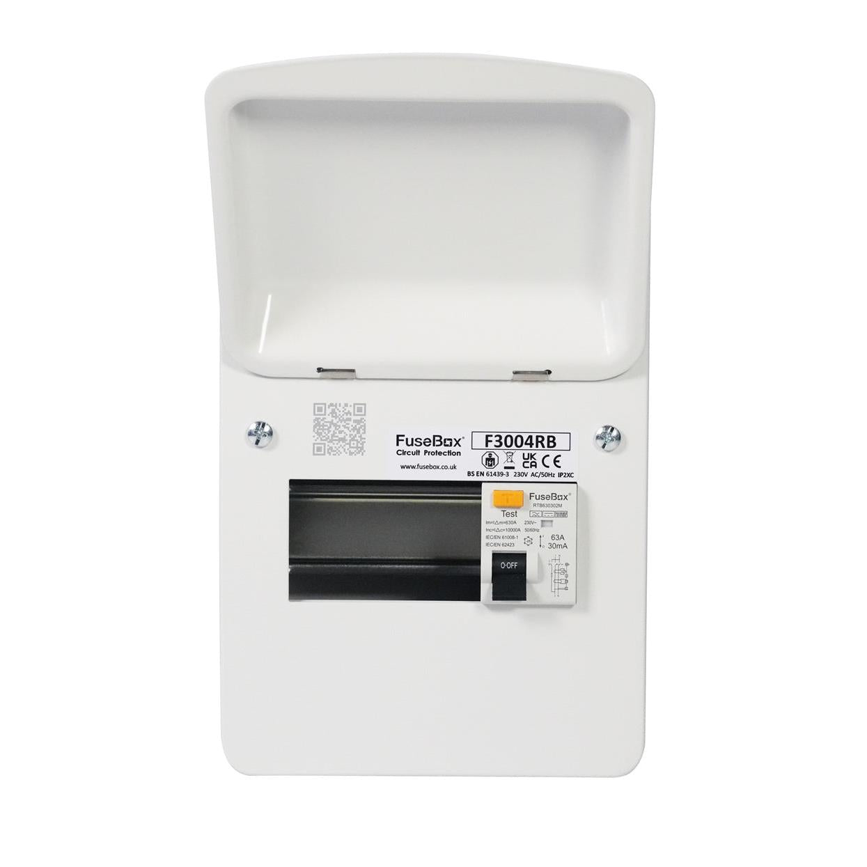 FuseBox F3004RB 4 Way RCD Incomer Consumer Unit 63A 30mA RCD Type B