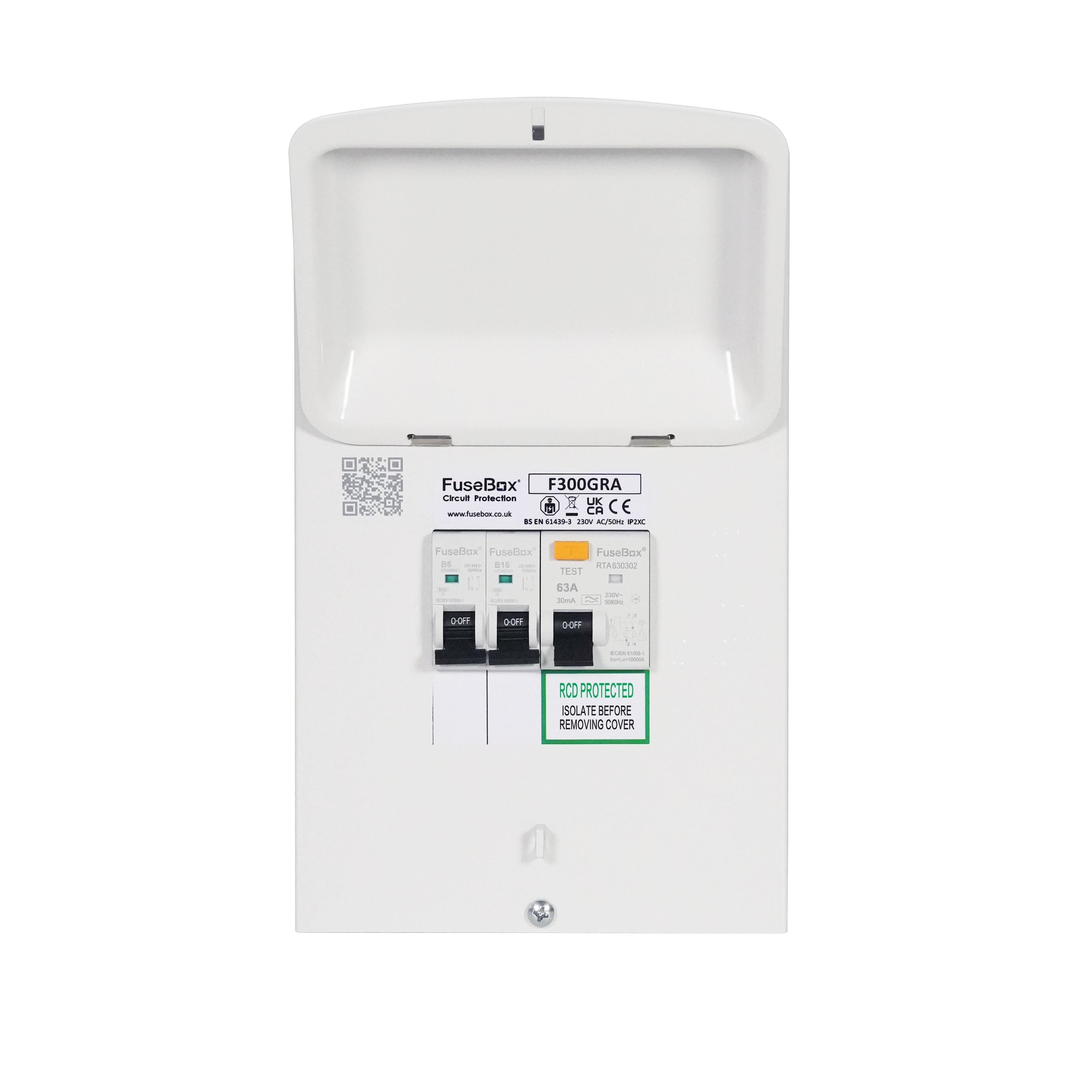 FuseBox F300GRA Garage Consumer Unit c/w RCD Type A B6 & B16 MCBs