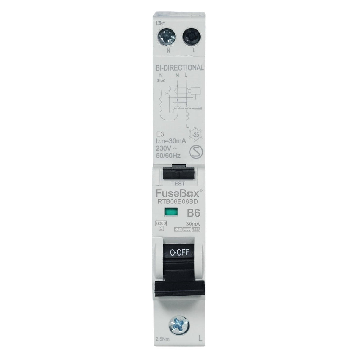 FuseBox RCBO B Curve 6kA 30mA Type B