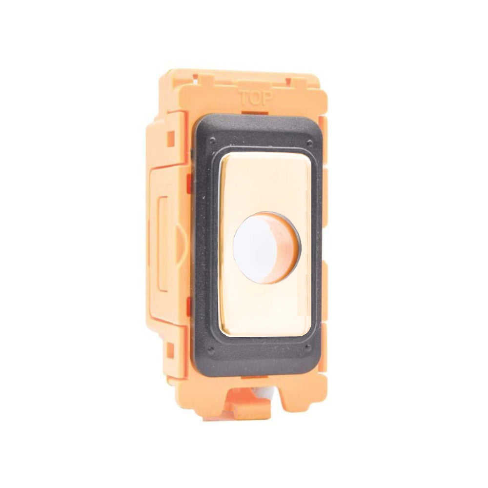 GRID-IT FL FLCO-PB 20A Cable Outlet (10mm) Module + Bezel with Polished Brass/Black/White Inserts