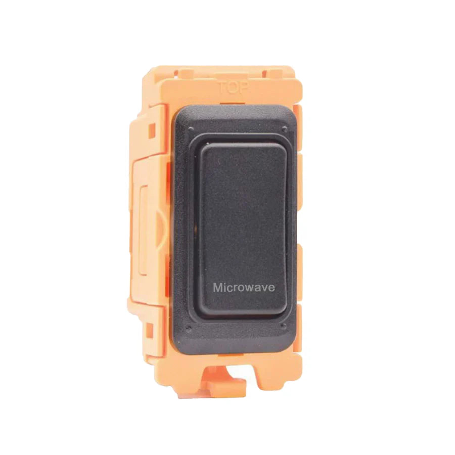 GRID-IT FL FLDP-BL-BL-MW 20AX Double Pole Rocker Module + Printed Legend with Black/Black Inserts