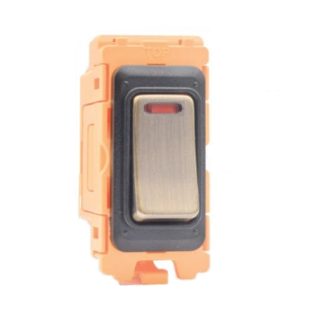 GRID-IT FL FLDPN-AB 20AX Double Pole Rocker + Neon Module + Bezel with Antique Brass/Black Inserts