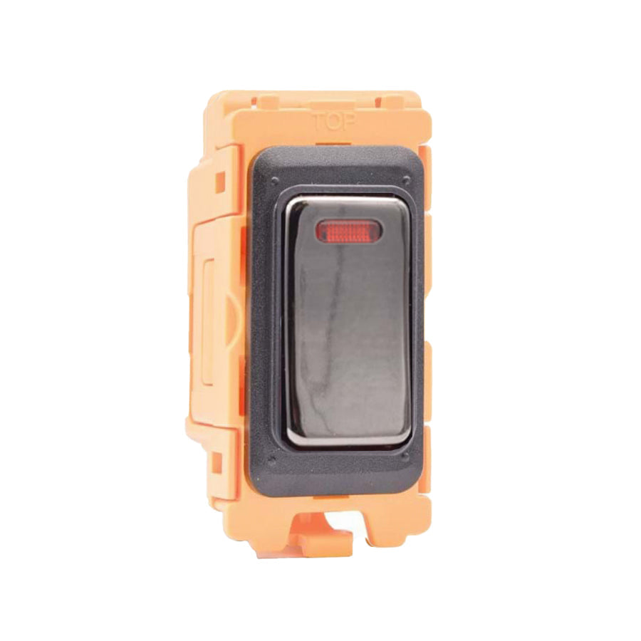 GRID-IT FL FLDPN-BK 20AX Double Pole Rocker + Neon Module + Bezel with Black Nickel/Black Inserts