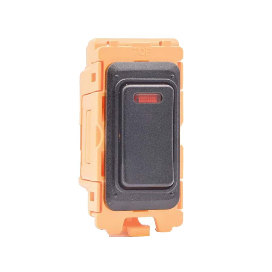 GRID-IT FL FLDPN-BL 20AX Double Pole Rocker + Neon Module + Bezel with Black/Black Inserts