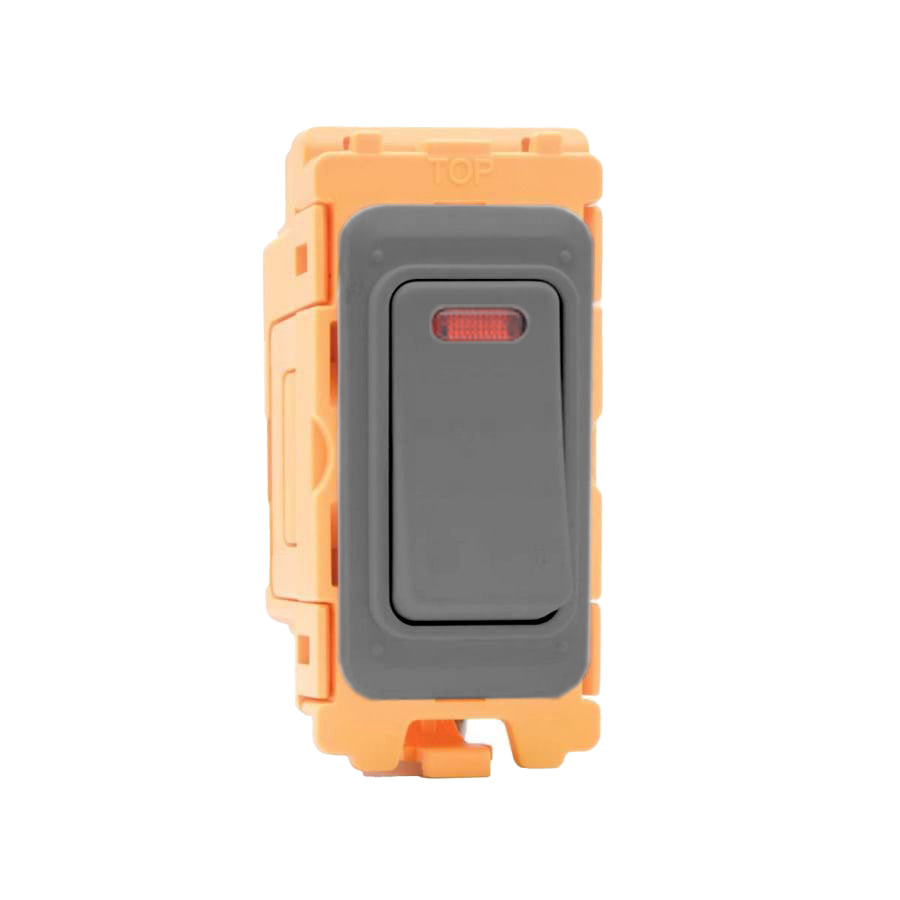 GRID-IT FL FLDPN-GA 20AX Double Pole Rocker + Neon Module + Bezel with Anthra Gray/Quartz Grey Inserts