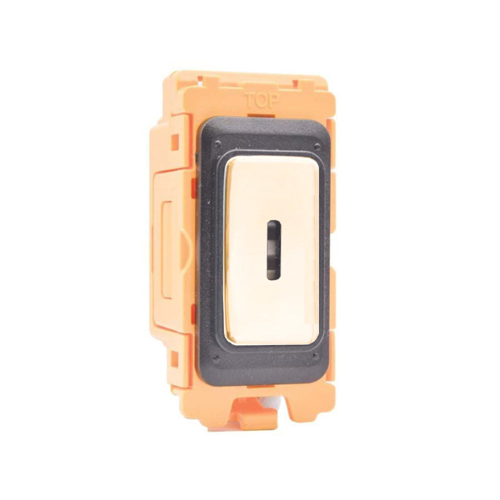 GRID-IT FL FLK212-PB 20AX 2 Way Key Switch Module + Bezel with Polished Brass/Black/White Inserts