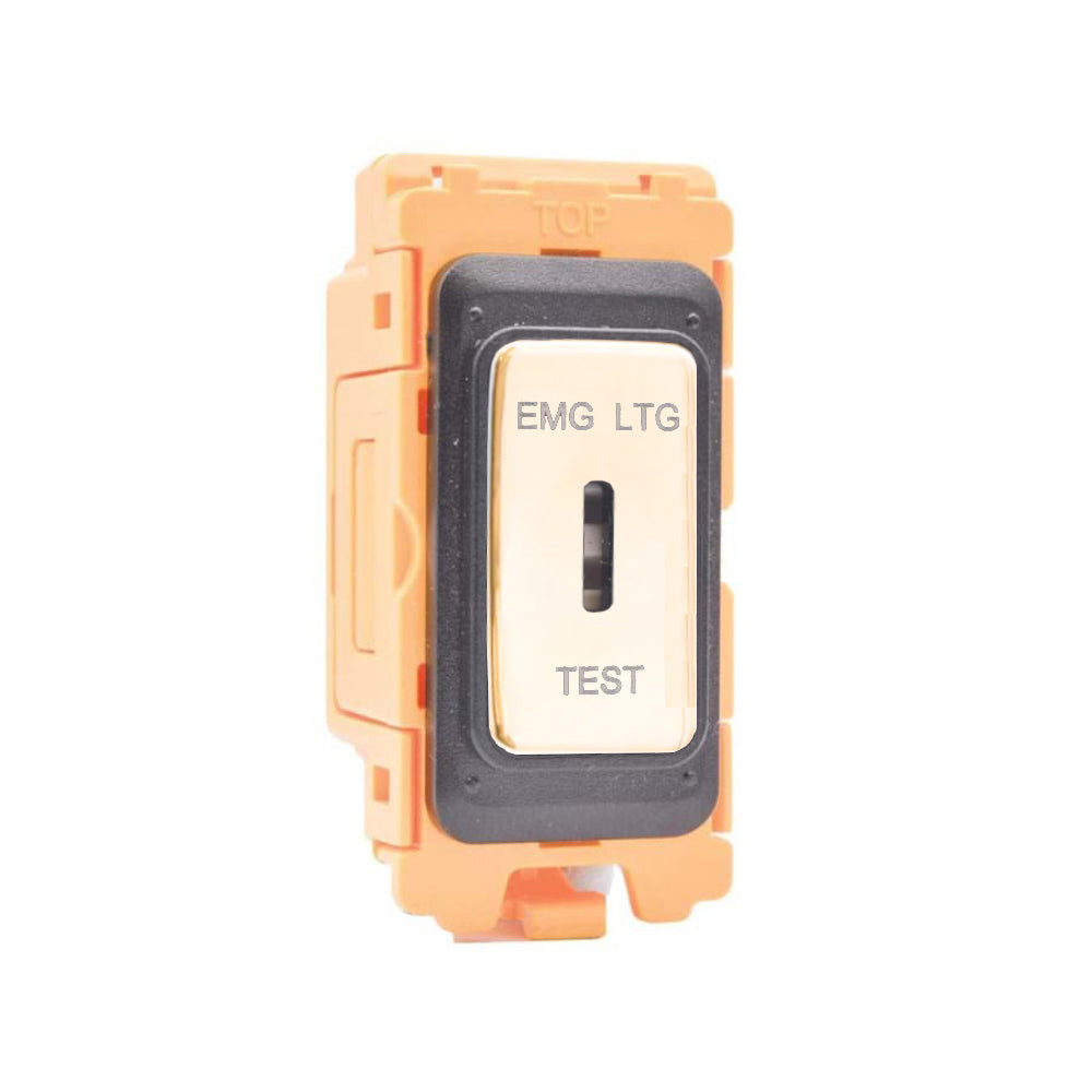 GRID-IT FL FLKEL-PB 20AX 2 Way Key Switch EMG LTG TEST Module + Bezel with Polished Brass/Black/White Inserts