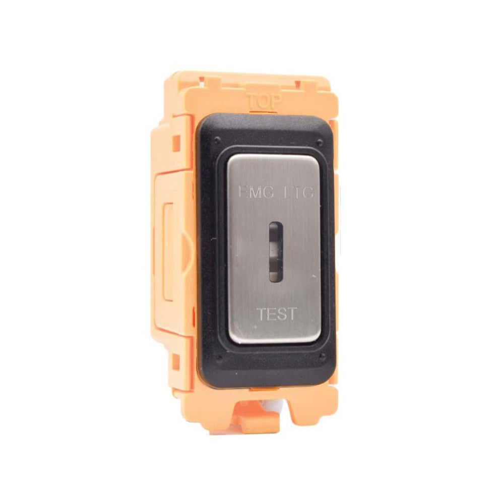 GRID-IT FL FLKEL-SS 20AX 2 Way Key Switch EMG LTG TEST Module + Bezel with Satin Steel/Black/White/Quartz Grey Inserts