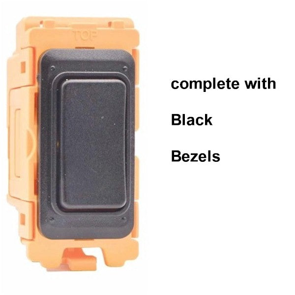 GRID-IT FL FLR2W-BL 20A Retractive 2 Way + Off Rocker Module + Bezel with Black/Black Inserts