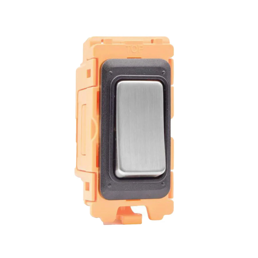 GRID-IT FL FLR2W-SS 20A Retractive 2 Way + Off Rocker Module + Bezel with Satin Steel/Black/White/Quartz Grey Inserts