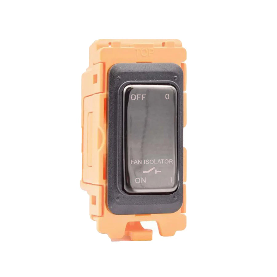 GRID-IT FL FLRT-BK 20A Push To Make/Break Retractive Rocker Module + Bezel with Black Nickel/Black Inserts