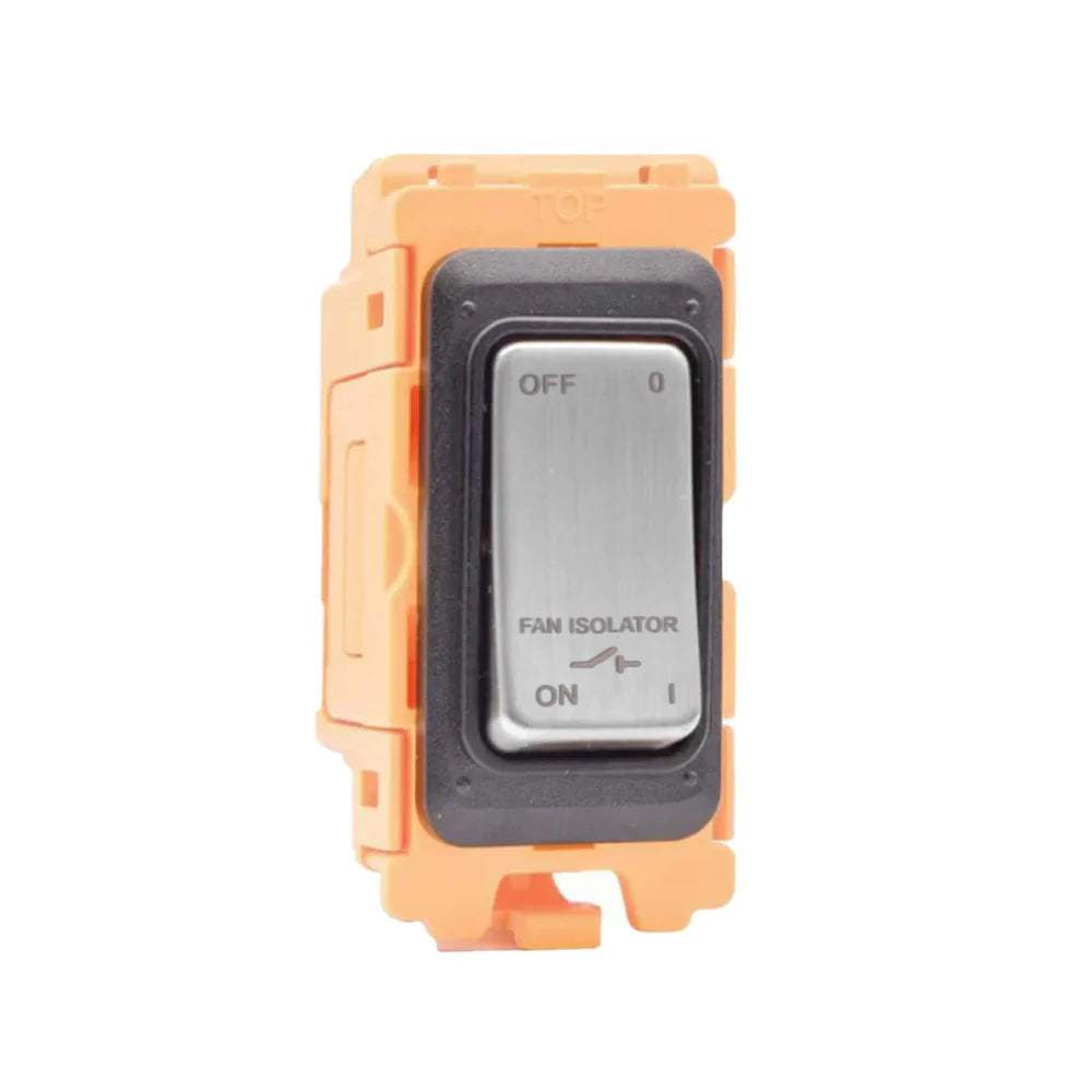 GRID-IT FL FLTP-SS 10A Triple Pole Rocker Module + Bezel with Satin Steel/Black/White/Quartz Grey Inserts