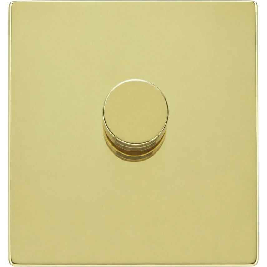 Hamilton 71C1XLEDITB250-3 Hartland CFX Polished Brass 1g 250W LED 2 Way Push On/Off Rotary Dimmer Polished Brass c/w PB 3Line Knob