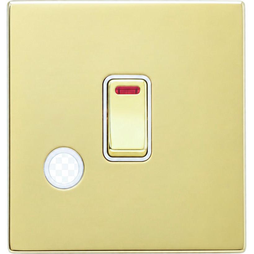 Hamilton 71CDPNCPB-W Hartland CFX Polished Brass 1 gang 20AX Double Pole Rocker and Neon and Cable Outlet Polished Brass/White