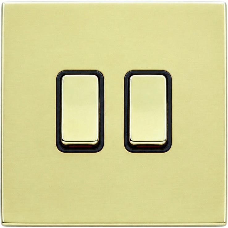 Hamilton 71CR222PB-B Hartland CFX Polished Brass 2 gang 20AX 2 Way Rocker Polished Brass/Black