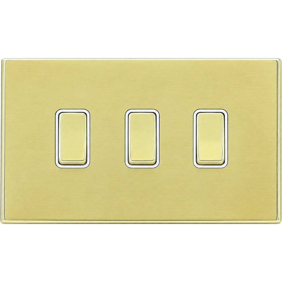 Hamilton 71CR232PB-W Hartland CFX Polished Brass 3 gang 20AX 2 Way Rocker Polished Brass/White