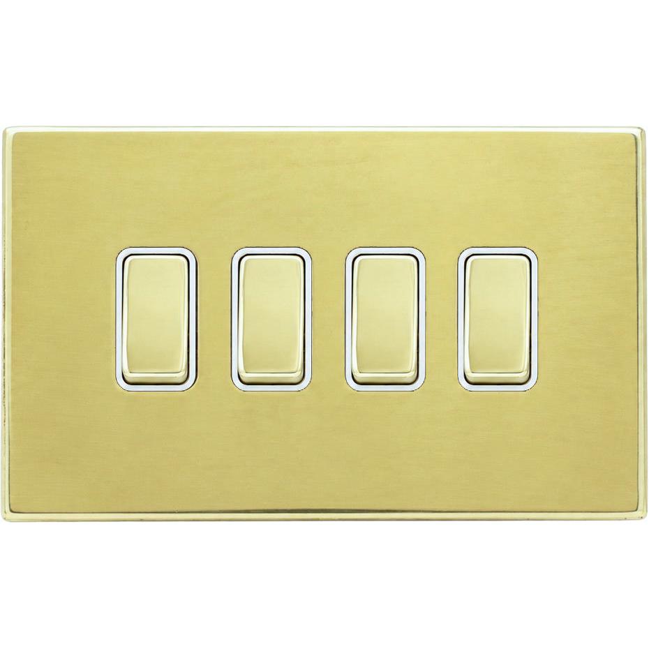 Hamilton 71CR242PB-W Hartland CFX Polished Brass 4 gang 20AX 2 Way Rocker Polished Brass/White