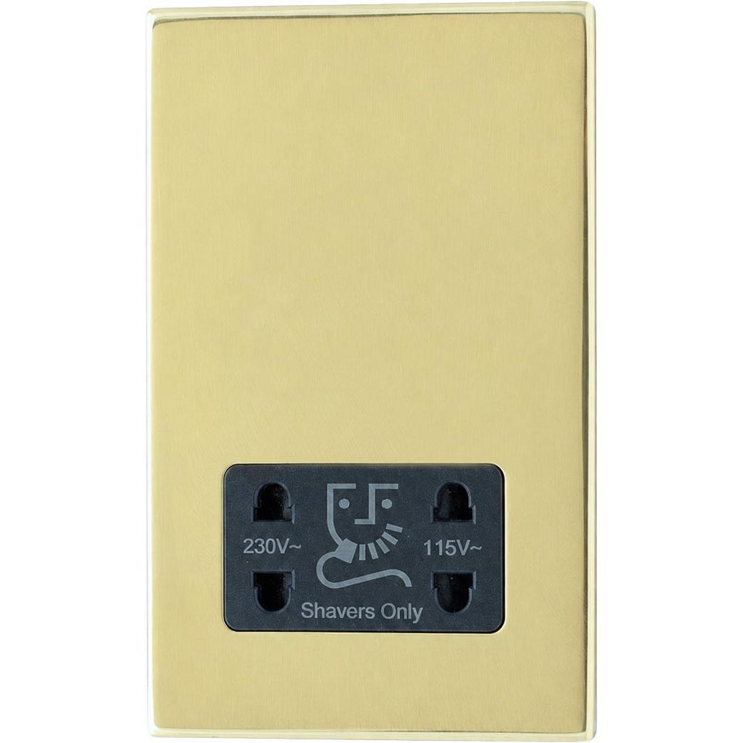 Hamilton 71CSHSB Hartland CFX Polished Brass Shaver Dual Voltage Unswitched Socket (Vertically Mounted) Black