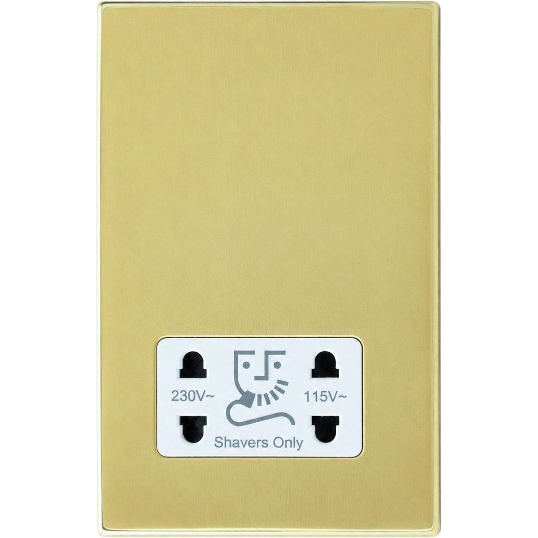 Hamilton 71CSHSW Hartland CFX Polished Brass Shaver Dual Voltage Unswitched Socket (Vertically Mounted) White