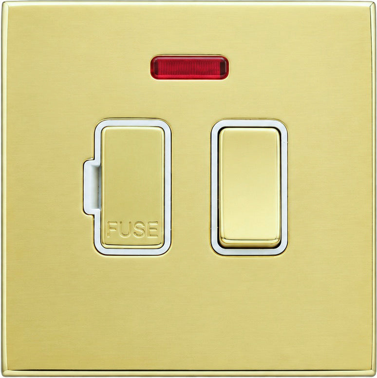 Hamilton 71CSPNPB-W Hartland CFX Polished Brass 1 gang 13A Double Pole Fused Spur and Neon Polished Brass/White