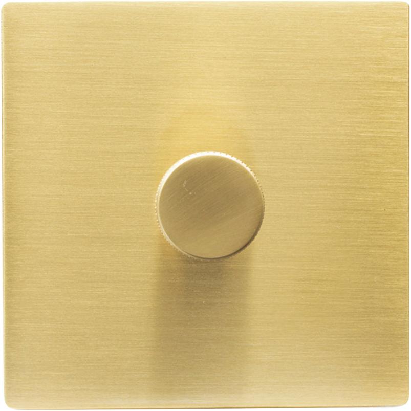 Hamilton 72C1XLEDITB250-K Hartland CFX Satin Brass 1g 250W LED 2 Way Push On/Off Rotary Dimmer Satin Brass c/w SB Knurled Knob