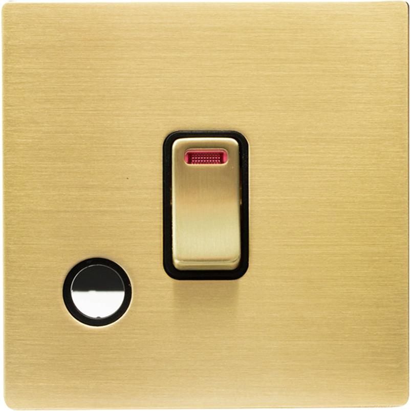 Hamilton 72CDPNCSB-B Hartland CFX Satin Brass 1 gang 20AX Double Pole Rocker and Neon and Cable Outlet Satin Brass/Black