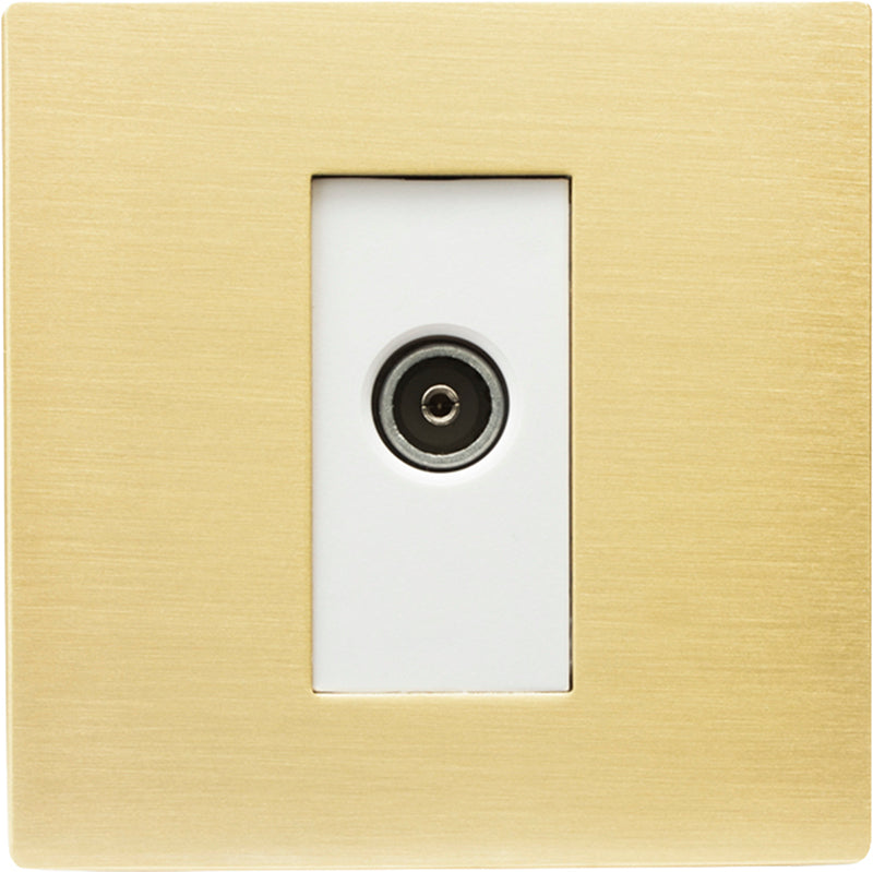 Hamilton 72CDTVFW Hartland CFX Satin Brass 1 gang Non-Isolated TV (Female) (DAB Compatible) White