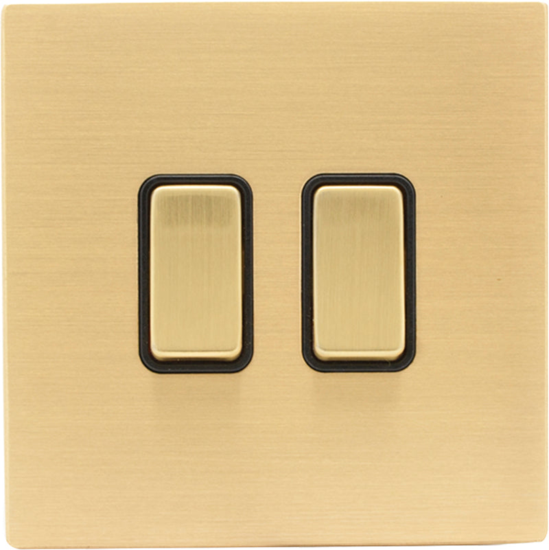Hamilton 72CR212R312SB-B Hartland CFX Satin Brass 1 gang 20AX 2 Way Rocker + 1 gang 20AX Intermediate Rocker Satin Brass/Black