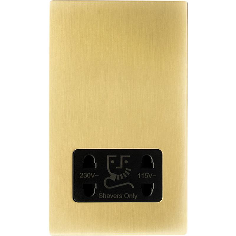 Hamilton 72CSHSB Hartland CFX Satin Brass Shaver Dual Voltage Unswitched Socket (Vertically Mounted) Black