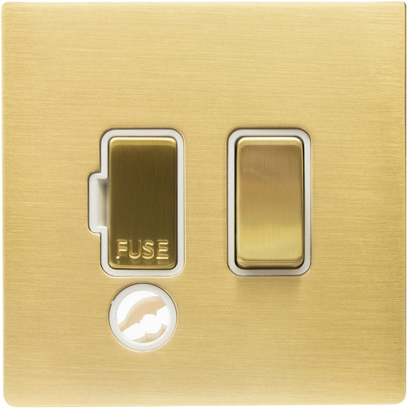 Hamilton 72CSPCSB-W Hartland CFX Satin Brass 1 gang 13A Double Pole Fused Spur and Cable Outlet Satin Brass/White