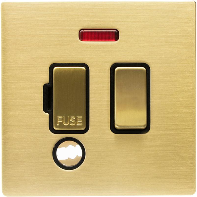 Hamilton 72CSPNCSB-B Hartland CFX Satin Brass 1 gang 13A Double Pole Fused Spur and Neon & Cable Outlet Satin Brass/Black