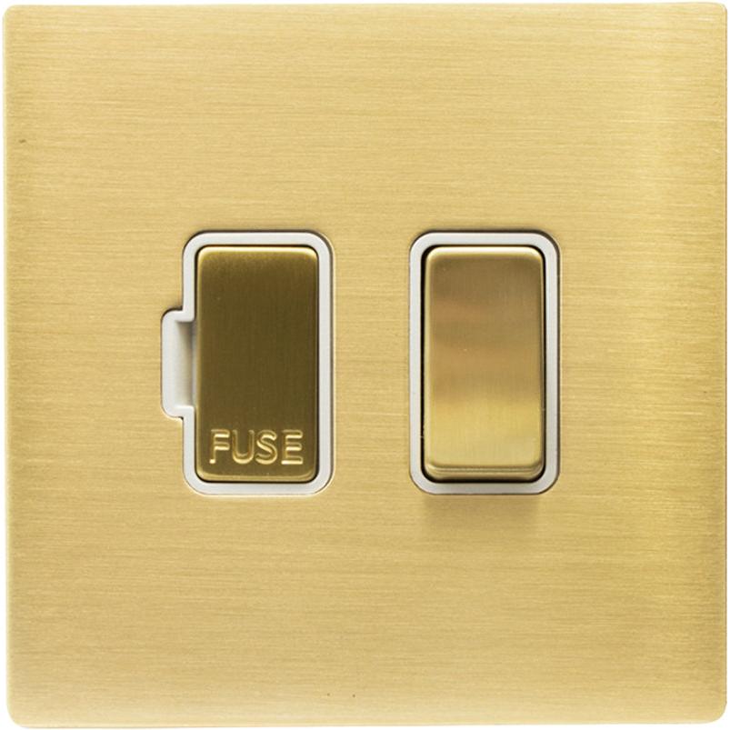 Hamilton 72CSPSB-W Hartland CFX Satin Brass 1 gang 13A Double Pole Fused Spur Satin Brass/White