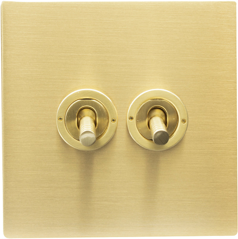 Hamilton 72CT22-3 Hartland CFX Satin Brass 2 gang 20AX 2 Way Toggle Satin Brass c/w SB 3Line Toggle