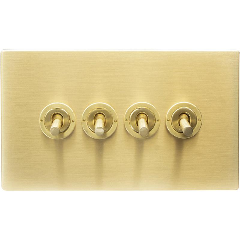 Hamilton 72CT24-3 Hartland CFX Satin Brass 4 gang 20AX 2 Way Toggle Satin Brass c/w SB 3Line Toggle