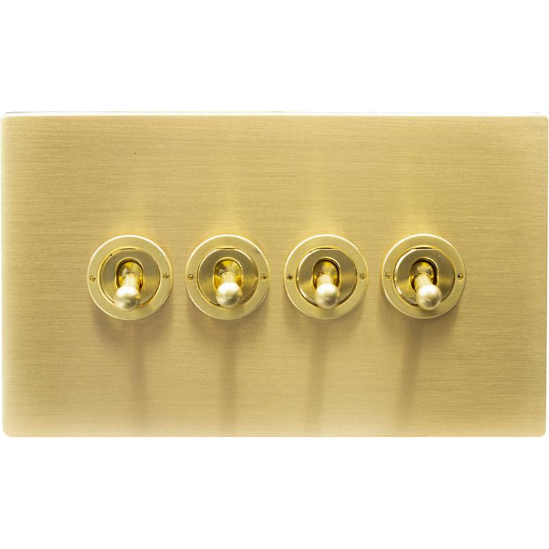 Hamilton 72CT24-C Hartland CFX Satin Brass 4 gang 20AX 2 Way Toggle Satin Brass c/w SB Classic Toggle