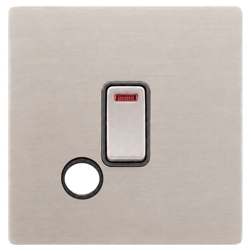Hamilton 74CDPNCSS-QG Hartland CFX Satin Steel Effect 1 gang 20AX Double Pole Rocker and Neon and Cable Outlet Satin Steel/Quartz Grey