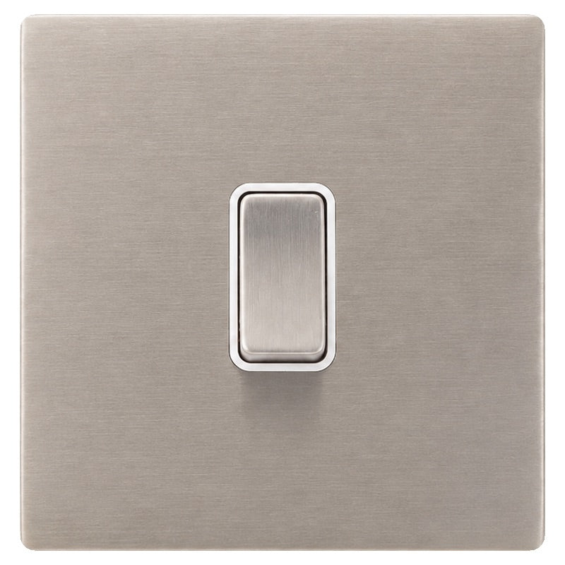 Hamilton 74CR312SS-W Hartland CFX Satin Steel Effect 1 gang 20AX Intermediate Rocker Satin Steel/White